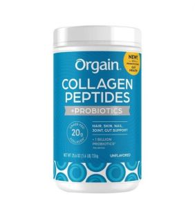 Bột thuỷ phân Collagen không hương vị Orgain Collagen Peptides Probiotics của Mỹ hộp 726gr