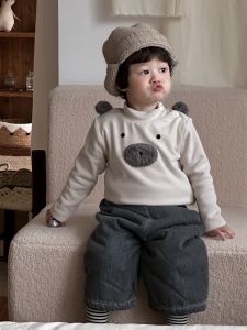 Childrens Winter Cotton Coat 2025 Korean-style childrens clothing baby autumn and winter outfits boys fleece-lined suits