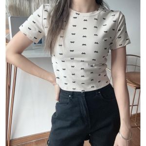 BL20851 Ribbon Dotted Crop T-Shirt
