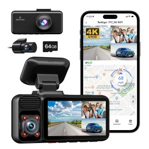 REDTIGER F17 4K 3-Camera Dash Cam 5.8GHz WiFi IR Night Vision GPS WDR