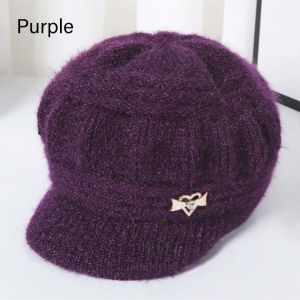 1PC Wool Womens Fashion Hat Plush Knitted Wind Shield Ear Guard Solid Color Atmosphere Simple Autumn and Winter Warm Hat