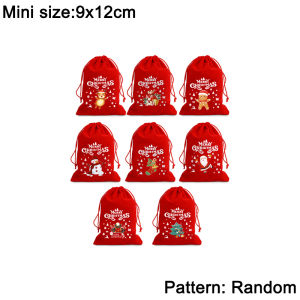 Christmas Drawstring Velvet Bags Red Candy Biscuits Pouch Boutique Jewelry Packaging Bags Christmas Gift Storage Bags Xmas Party Decoration