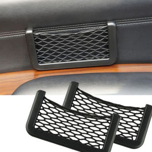 Universal Car Seat Side Back Storage Net Bag Phone Holder Pocket Organizer Black