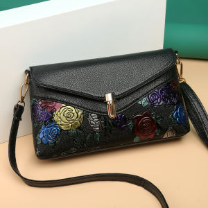 Tas Selempang Wanita Bunga Kulit Sintetis Shoulder Sling Bag Fashion Style Kasual Clutch COD T194