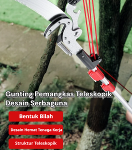 Gunting pemangkas dan lopper teleskopik roda tiga/gergaji lipat portabel/gergaji pohon dan gergaji kayu serbaguna untuk memotong cabang bambu dan kayu/gunting pemangkas dan lopper alat berkebun/alat berkebun