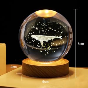 3D Night Lamp Crystal Ball Night Light Lamp USB Bedroom Bedside Home Decor Holiday Celebration Gifts
