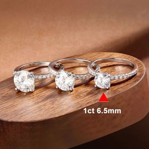 KNOBSPIN D VVS1 1-3ct Round Moissanite Ring 18K White Gold Plated s925 Sterling Silver with GRA Diamond Wedding Rings for Women