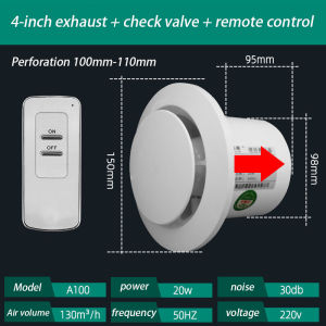 Remote Control Exhaust Fan Domestic Toilet Exhaust Fan Wall-Mounted Kitchen Bathroom Ventilator Strong Two-Way New Fan