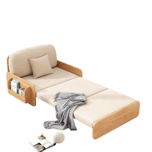 Wooden Foldable Living Room Sofas Lazy Bed Minimalist Living Room Sofas Recliner Multifunctional Divano Letto Furniture