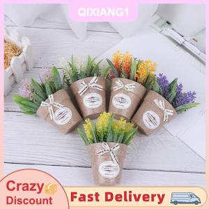 QIXIANG1 Cây nhân tạo trang trí Hoa Giả Hoa Mini chậu cây xanh cây cảnh