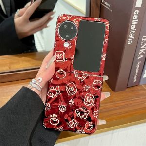 เคสโทรศัพท์มือถือสำหรับ OPPO Find N3 Flip Find N2 Flip เคสพิมพ์ลายคอลเลกชันปีใหม่ ปลาน้อยนำโชค