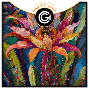 Tranh phong thủy hoa sương rồng tranh treo tường tranh dán tường in canvas. CGI - 529