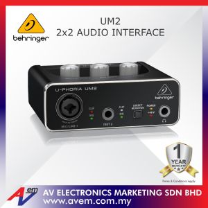 BEHRINGER U-PHORIA UM2 Audiophile 2x2 USB Audio Interface with XENYX Mic Preamplifier