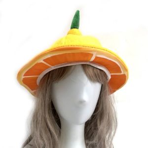 YRUQYS Creative Plush Orange Hat Comfortable Cute Orange Headgear Cartoon Soft Halloween Cap Photo Props
