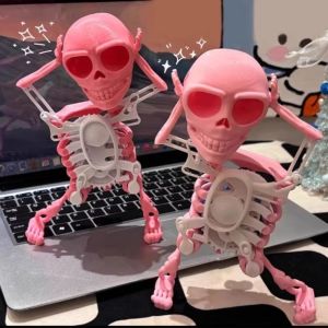 YOUSHI TOP พลาสติกทำจากพลาสติก ของเล่นโครงกระดูกเต้นรำไขลาน การจำลองแบบจำลอง กะโหลกเต้นรำเต้นรำ 3D พิมพ์เขย่าตุ๊กตากะโหลกศีรษะ น่ารักน่ารักๆ ยืดหยุ่นได้ ของเล่นกลไกนาฬิกาสปริง เด็กวัยหัดเดิน