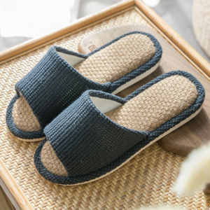 New Summer Linen Indoor Couple Slippers Cotton-Linen Home Open-Toe Slippers for Men and Women