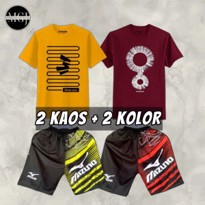 PAKET HEMAT 100 RIBU DAPAT SETELAN 4 KAOS + 4 CELANA KOLOR COWOK DEWASA HARIAN SANTAI