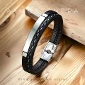 Gelang Kulit Pria 2 Layer Clip Style - Leather Men's Bracelet!. 