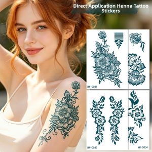 IVAOU Legs Arm Waterless Henna Tattoo Stickers Mehndi Stickers Lace Fake Tattoo Henna Tattoo Decals Creative India Flower Body Art Sticker Women/Lady