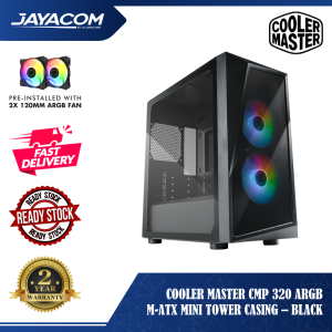 Cooler Master CMP 320 ARGB M-ATX Mini Tower Casing – Black (Pre-Installed With 2x 120mm ARGB Fans)