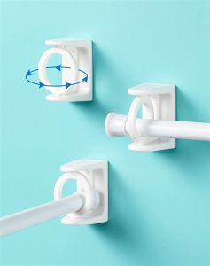 2pcs Self Adhesive Curtain Rod Holder 360° Swivel Ring Telescopic Rod Drill less Curtain Ring Bracket Pole Ring No Punch 360°转向杆托