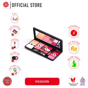 Viva Queen Make Up Kit Passion - 4 in 1 TWO WAY CAKE BLUSH ON EYE SHADOW & LIPSTICK (tersedia 5 koleksi warna)
