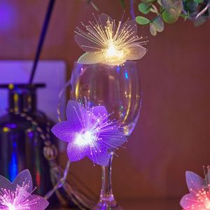 FUNG Flash Fiber Optic Flower String Lights Double Layered LED Fairy Lamps New Year Gifts Battery Powered Christmas Tree Flower Lights Home