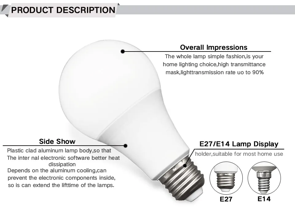 OUBANG high brightness LED E14 LED Lamp E27 LED Bulb 220V AC