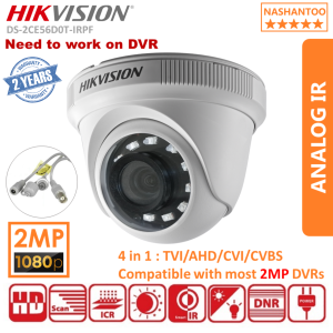 HIKVISION CCTV Security Cameras DS-2CE56D0T-IRPF 2MP 1080P HD 4in1 Indoor Dome/Turret Turbo HDTVI CCTV Camera IR Night Vision Home Security Camera NASHANTOO