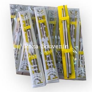(isi 100) Souvenir Sumpit Stainless Kemasan MIKA MOTIF Sovenir Ultah Pernikahan Chopstick
