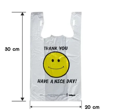 50pcs “Have a Nice Day” Smiley Face Plastic Bags – 20x30cm & 26x39cm，Beg Plastik