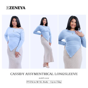 Zeneya Cassidy Asymmetrical Ribbed Long sleeve Top For Woman Women Basic Plain Black Powder Blue Teal Green Knitted Tops Casual Off Shoulder
