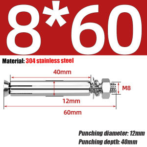 (10PCS) Stainless Steel Expansion Bolt Dyna Bolt Anchor Bolt (M6 M8 M10 M12)