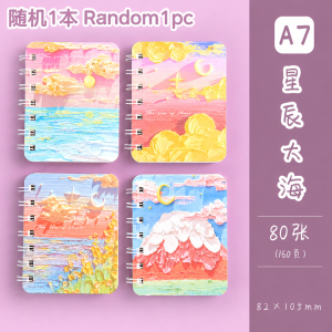 Buku Nota Oil Painting Landscape Spiral Notebook Cute Cartoon Pocket Sketch Notes Mini Journal