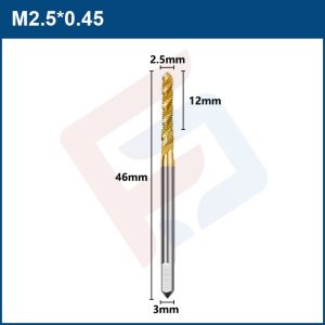 FEDIN Hand Tap Drat M2 M2.5 M3 M3.5 M4 M5 M6 M8 M10 M12 Tap Spiral HSS Coating Titanium