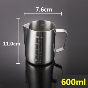 304 Stainless Steel with Scale Milk Frother Jug Mug Cup 350ml/600ml Milk Frothing Pitcher
