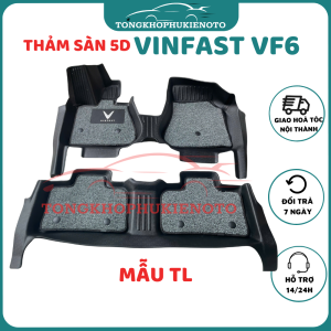 Thảm lót sàn NHỰA 5D SẴN RỐI TRÀN VIỀN XE VINFAST VF6 Hàng Nhựa đúc nguyên khối TPE siêu đẹpsiêu bềnkhông thấm nước-TL