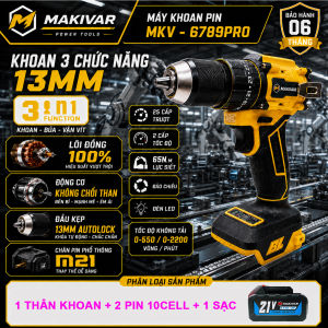 Máy Khoan Pin MAKIVAR TNF-DZ-2113 21V – Phiên Bản Pin 15Cell 8.0Ah – Khoan Búa Vít 3 Trong 1 – Tặng Sạc Nhanh