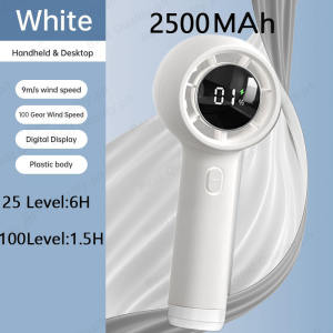 Japan Mini Fan Rechargeable Brushless Motor Handheld Fan With Lanyard 3500mAh Fast Charging 199 Level Adjustment Visual Wind Speed Power Display Long Battery Life For Commuting To Work And Outdoor Sports Handheld Turbo Fan Portable strong wind