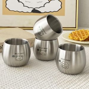 NAMSHEVA 120ML Children Drinking Cup Thickened 304 Stainless Steel Kids Water Cup  Double layer insulation Coffee Cup Kitchen Gadgets Accessories