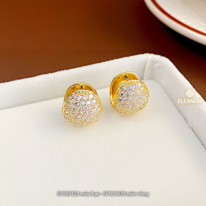 Bông tai nữ chuôi bạc 925 Eleanor Accessories hình tròn đính đá phụ kiện trang sức khuyên tai 9429