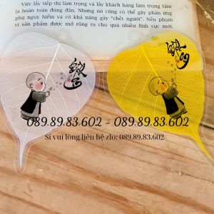 Lá Bồ Đề Chữ Thư Pháp Chú Tiểu An Nhiên (Cầu May Mắn Bình An) Quà Tặng Ý Nghĩa Cho Bạn Bè Người Thân - Để Ốp DT - Hàng Loại 1