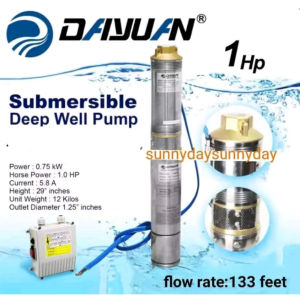 DAYUAN DEEPWELL SUBMERSIBLE PUMP 1HP 4 CASE WATER PUMP 41MTRS 1.25 OUTLET 100% COPPER WIRE