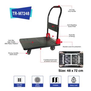 [SG Stock] Kenko Prestar Equivalent Foldable Trolley  250kg/ 280kg/ 400kg/ 480kg/ 600kg | Heavy Duty | Reinforcement Bar | Anti-Slip | 360° Rotatable Silent Wheels | Trolley Cart