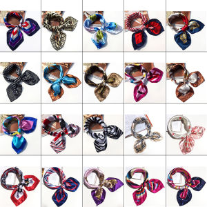 Womens Elegant Square Silk Felt Satin Scarf Skinny Retro Head Neck Headband Hair Scarf WJ1023