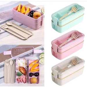 Lunc Box / Tempat Makan/ Kotak Makan 2 Sekat Dan 3 Susun 750ML BPA FREE