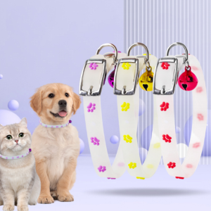 Vòng cổ cho Chó Mèo bằng silicon dạ quang có hoạ tiết (mẫu mới) - Hara Pet Store