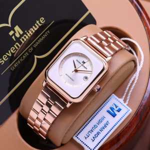 Jam Tangan Seven Minute Persegi Lingkar M742 LS-855DR / Jam Tangan Fashion Wanita Tali Rantai Diameter 3 cm