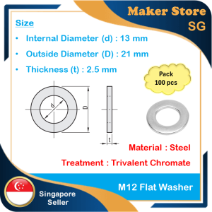 Steel Flat Washer M12 (Pack : 100 pcs)