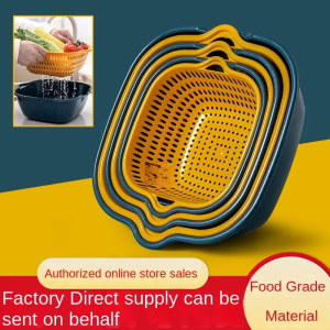 6pcs/set Kitchen Drainer Basket Washing Basket Household Stackable Vegetable Fruit Washing Strainer Storage Basin